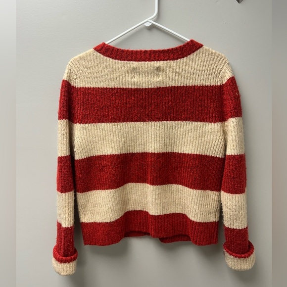 American Eagle Women’s Red & Tan Knit Cardigan - Picture 3 of 5